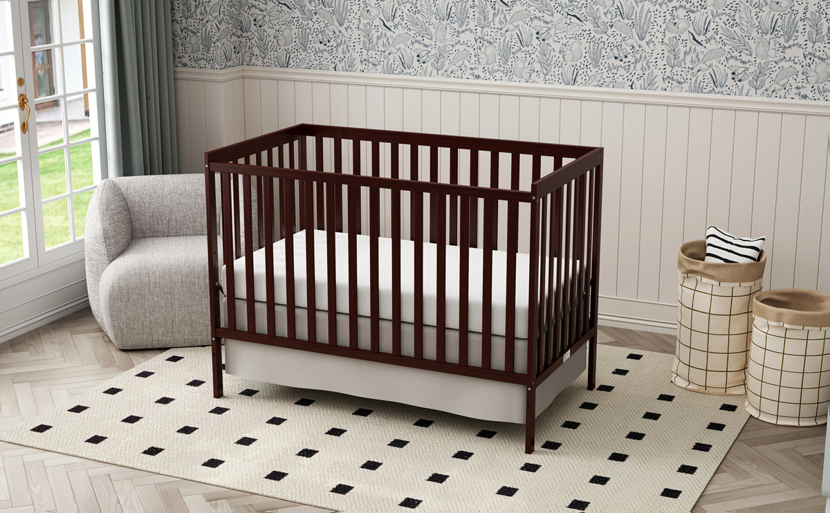 5-in-1 Convertible Crib by Goldzone, New Zealand Pine Wood Baby Crib with 4 Adjustable Mattress Heights, Toddler, Daybed and Full-Bed Options