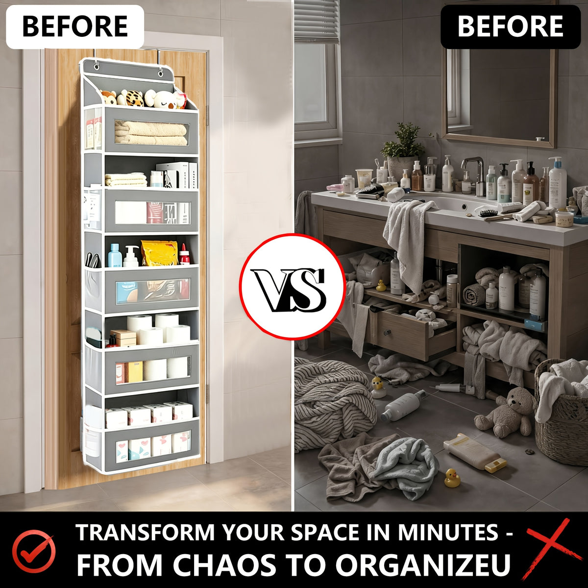5-Shelf Over-the-Door Organizer with 10 Storage Pockets, No-Drill Hanging Door Storage for Nursery, Bedroom, Bathroom and Pantry Essentials