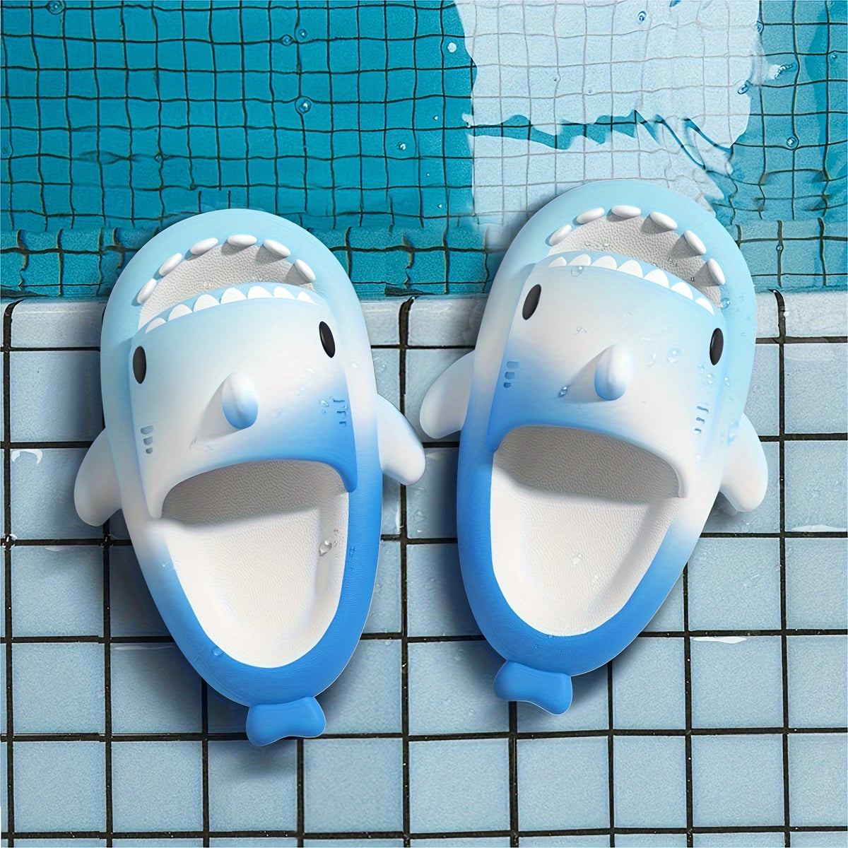 Girls Shark Slide Sandals with Gradient Colors | Lightweight EVA Summer Slippers for Poolside, Beach Days and Outdoor Play for Kids