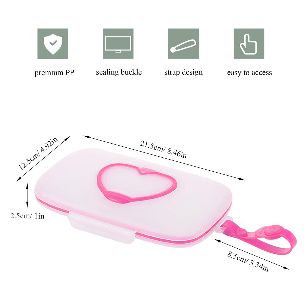 Heart-Shaped Compact Wipes Dispenser with Transparent Lid, Portable Single Wet Wipe Holder with Ergonomic Handle ā Ideal for Face Masks, Baby Wipes & Travel Essentials, Available in Various Colors