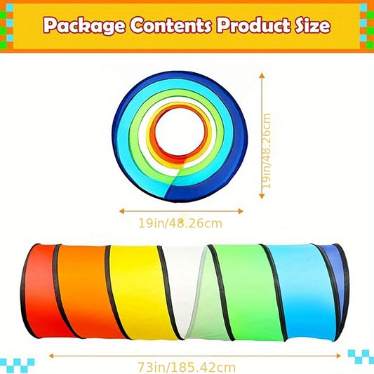 Baby Crawling Tunnel in Rainbow Colors, Indoor Sensory Play Tube for Crawlers and Toddlers, Portable Playroom Activity for Movement and Exploration