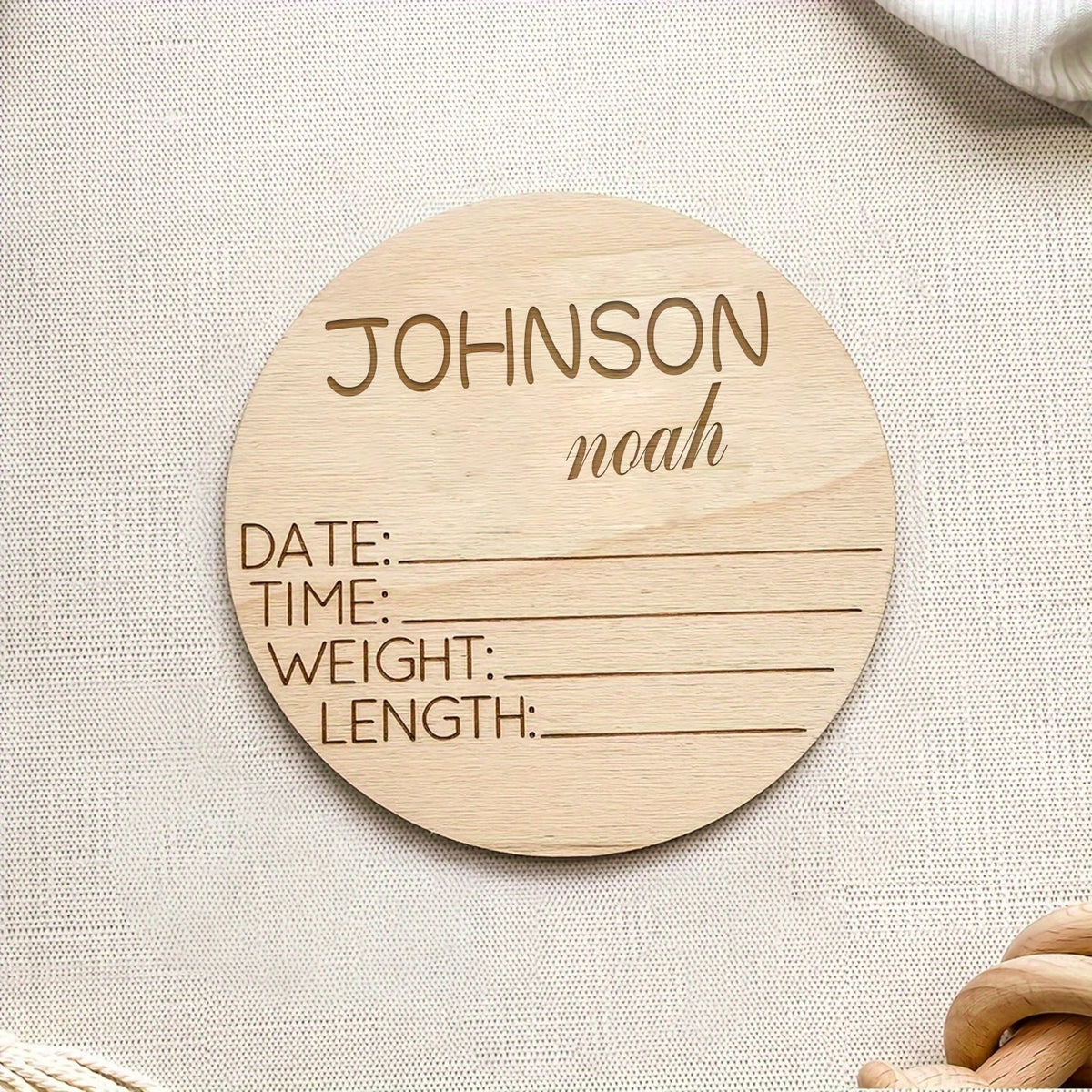 Personalized Baby Birth Announcement Sign, Engraved Wooden Newborn Name Keepsake with Birth Details, Hello World Photo Prop and Baby Shower Gift