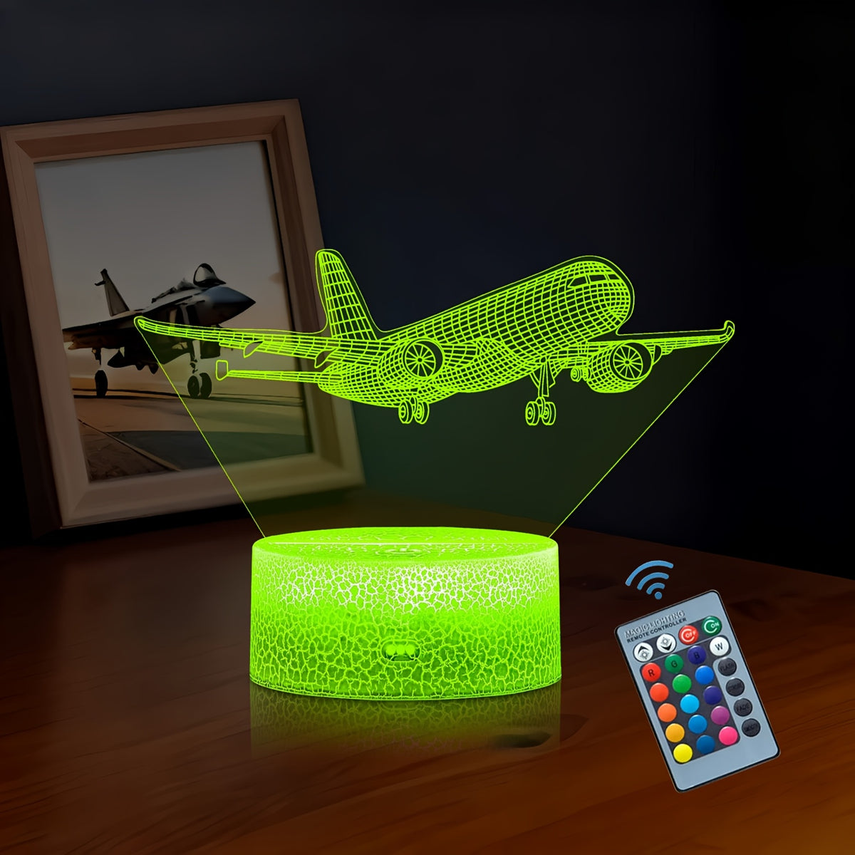 Airplane Night Light with 3D Illusion Design, 16 Touch-Control Color Options and Plug-In Base for Bedroom or Nursery Decor Gifts