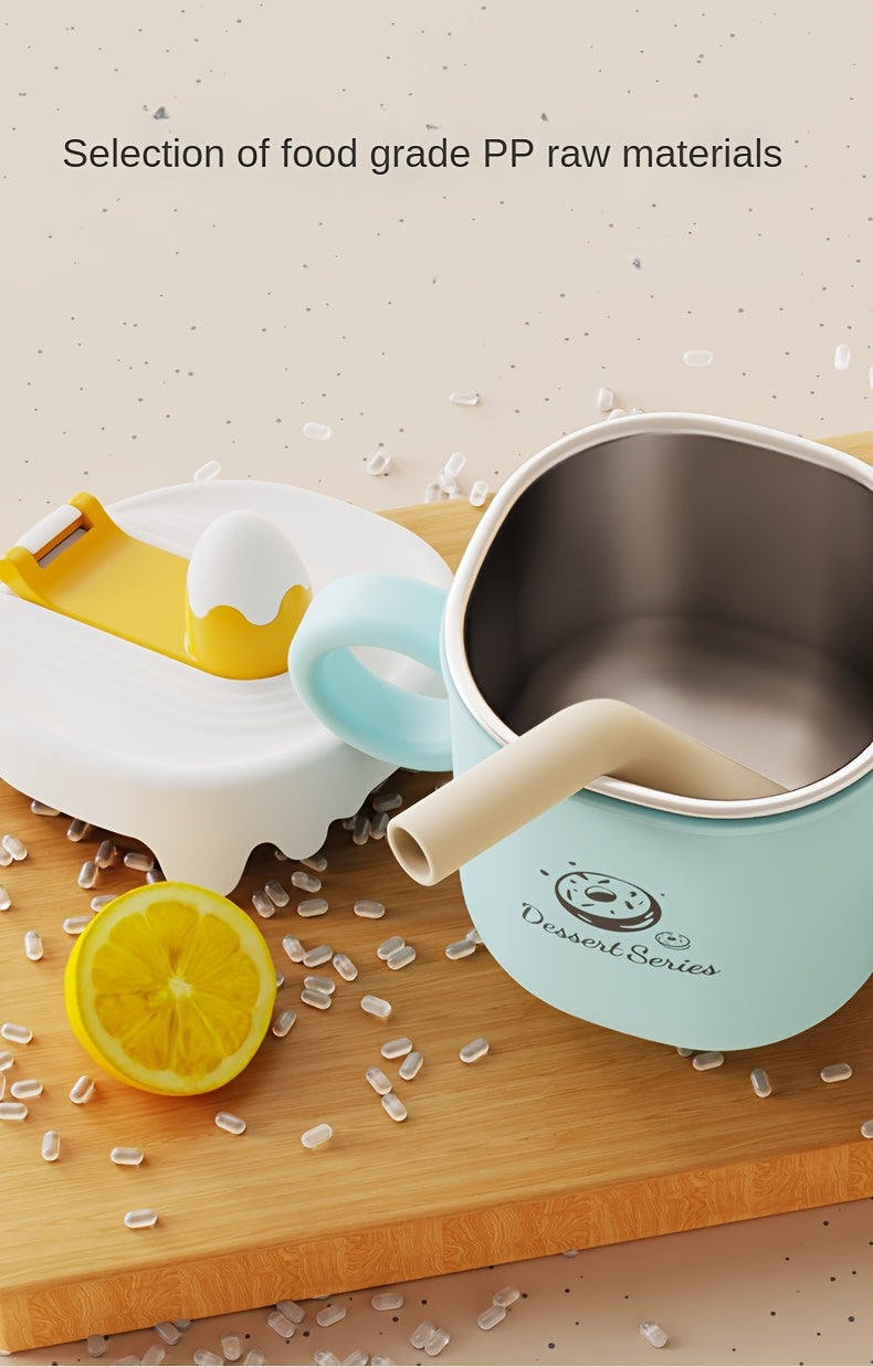 Toddler Straw Cup with 316 Stainless Steel Liner, 8.79 oz Handled Sippy Cup with Measurement Scale in Butter Yellow or Apple Green for Daily Drinks