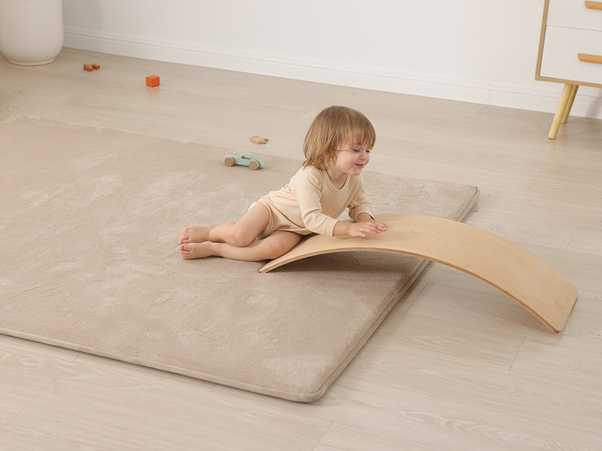 Memory Foam Floor Mat for Baby Crawling, 1.1-Inch Coral Velvet Cushioned Rug with Non-Slip Backing, Gray Tatami-Style Mat in Four Sizes