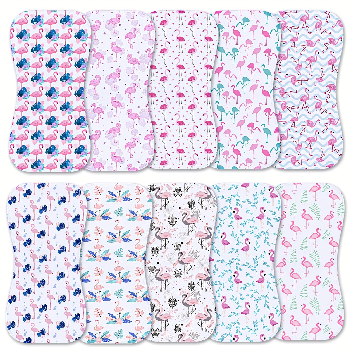 Baby Burp Cloths 10-Piece Set with Printed Style Options, Newborn Spit-Up Cloths and Washcloths for Boys and Girls, Everyday Feeding Essentials