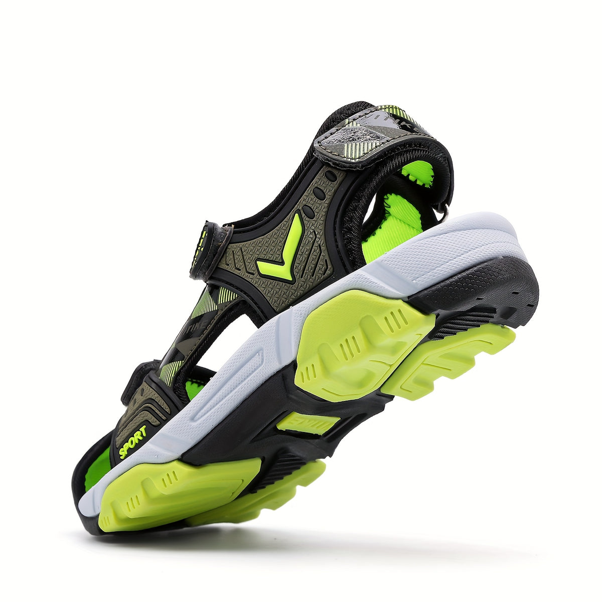 Boys Toe-Cap Sport Sandals with Two Adjustable Straps, Colorblock Summer Casual Shoes in Greenish Yellow or Sky Blue for Little Kid and Big Kid Outfits