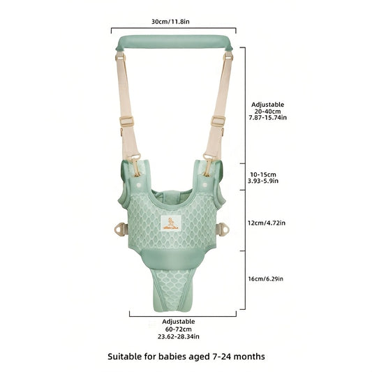 Adjustable Baby Walking Harness with Removable Crotch Support, Breathable Toddler Walking Aid and Carrier Design for Ages 8–24 Months