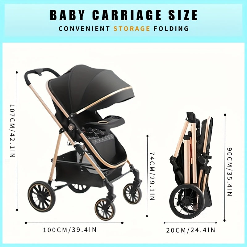 Lightweight Travel Stroller with Quick-Folding Design, Adjustable Backrest, Canopy and Storage Basket, Black Baby Pushchair for Everyday Outings