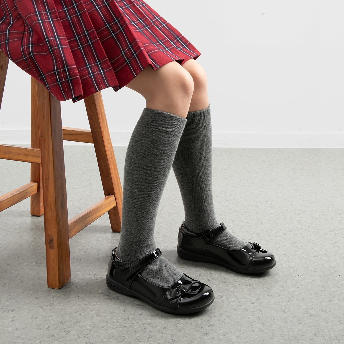 Latex-Cushioned Bow Mary Jane School Flats for Girls - Hook & Loop Strap, Round Toe, Comfortable Everyday Shoes for Toddler, Little Kid & Big Kid, Great for School, Party & Special Occasions