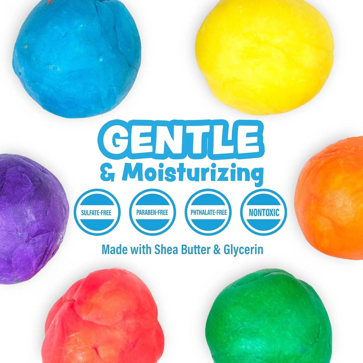 Moldable Kids Bath Soap Dough 6-Pack by Tub Works, Fruity-Scented Colorful Sensory Bath-Time Play with Shea Butter for Ages 3+