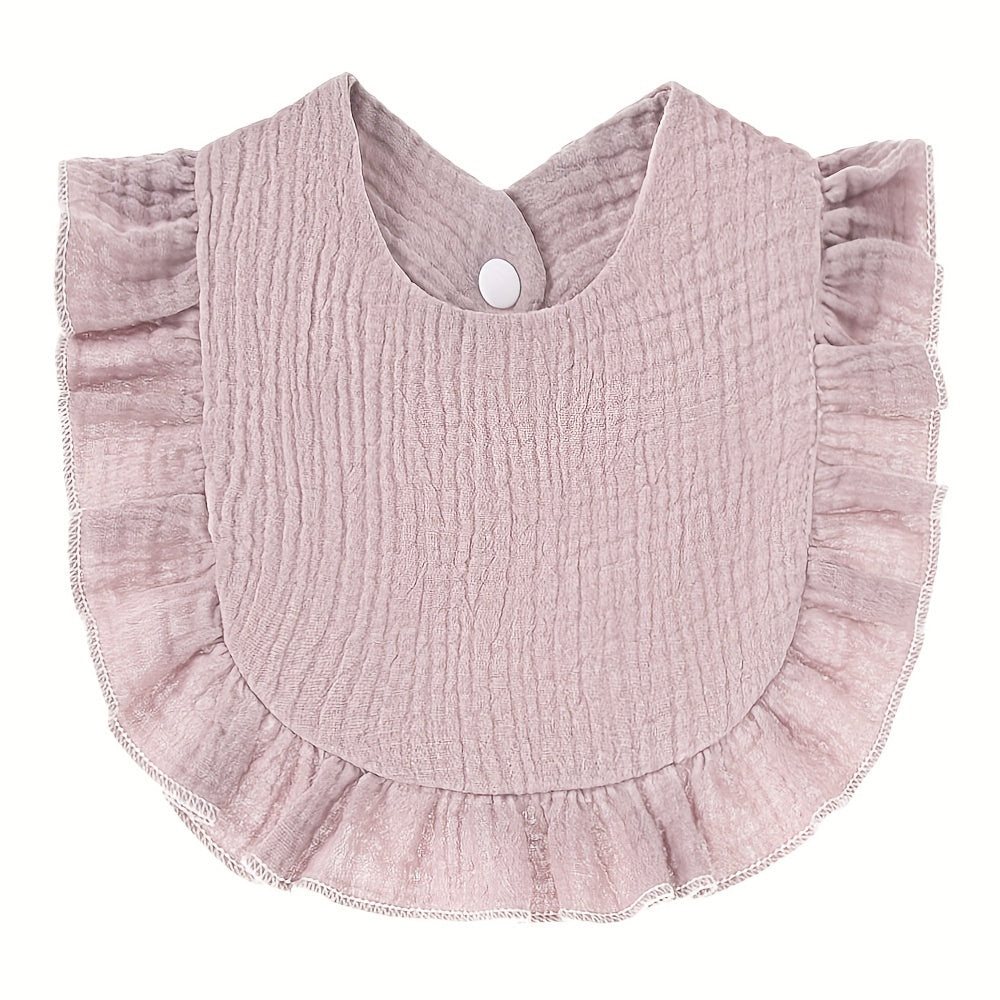Muslin Baby Drool Bibs 7-Pack with Adjustable Snap Closure and Ruffle Trim, Soft Absorbent Feeding Bib Set in Cartoon or Mixed Pink Options
