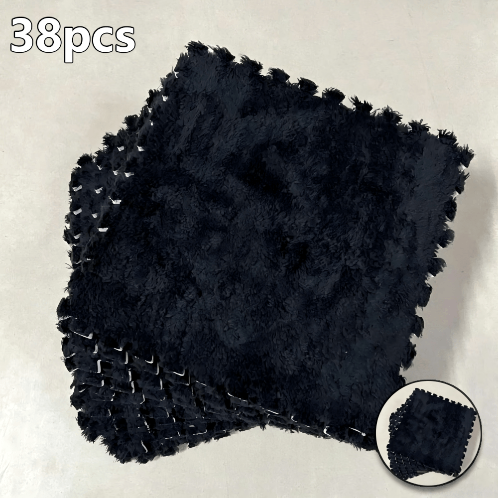 Interlocking Carpet Tiles, 38-Piece EVA Patchwork Floor Mat Set in Solid Colors for Living Room, Bedroom and Bay Window Home Decor