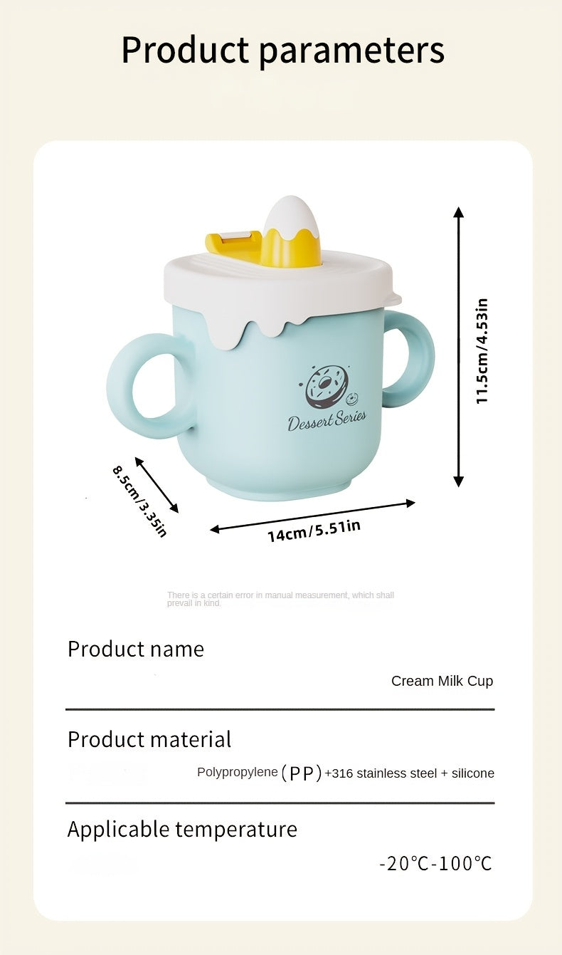 Toddler Straw Cup with 316 Stainless Steel Liner, 8.79 oz Handled Sippy Cup with Measurement Scale in Butter Yellow or Apple Green for Daily Drinks