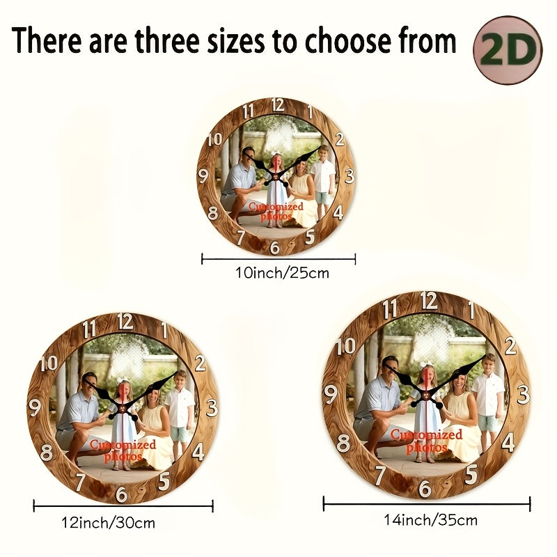 Silent Personalized Photo Nursery Clock with Custom Printed Design, Round 2D Battery-Operated Wall Decor for Baby Room or Bedroom in Two Sizes