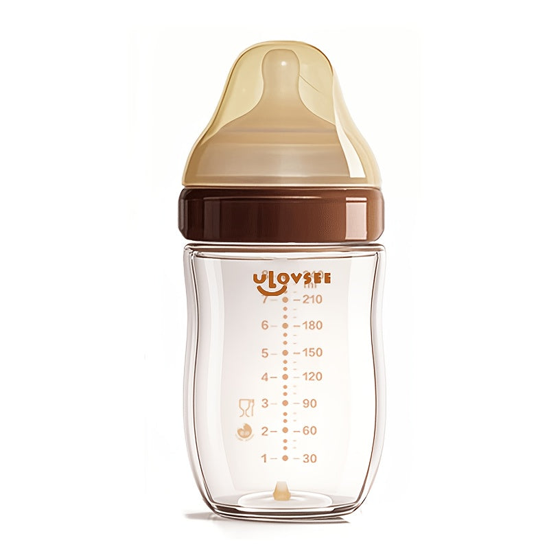 Borosilicate Glass Baby Bottles, Wide-Neck Feeding Bottle with Bottom Air Balance Valve, 4 oz, 5 oz and 8 oz Options for Daily Infant Feeding