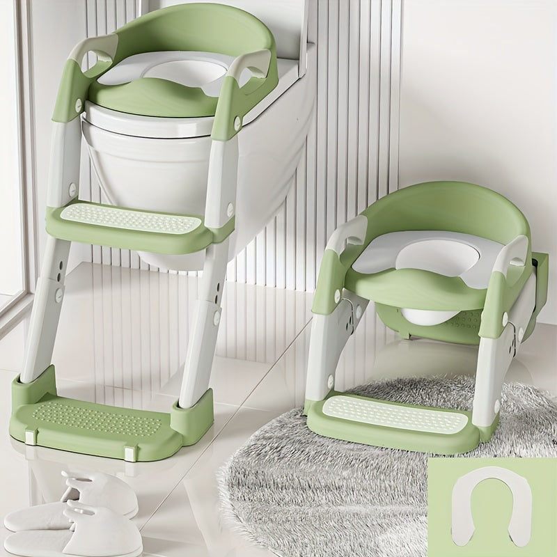 Wide-Step Toddler Toilet Training Seat with Ladder, Adjustable Potty Seat with Splash Guard, Anti-Slip Steps and Handles for Boys and Girls