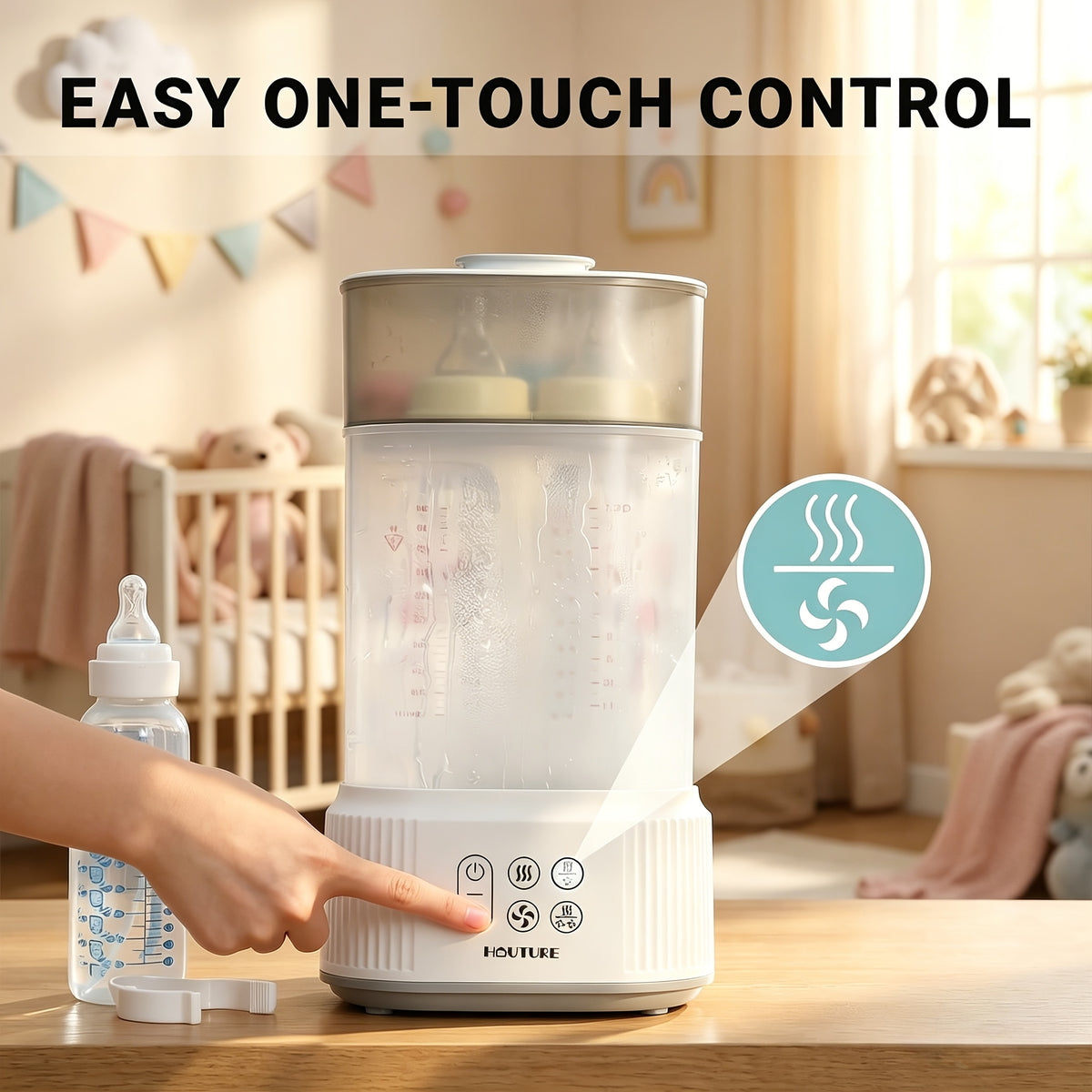 2-Tier Large Capacity Electric Bottle Sterilizer and Dryer, Steam Sterilization Kills 99.9% of Germs, Universal Fit for Breast Pump Parts, Glass and Plastic Baby Bottles, Auto Shut-Off, Great Gift