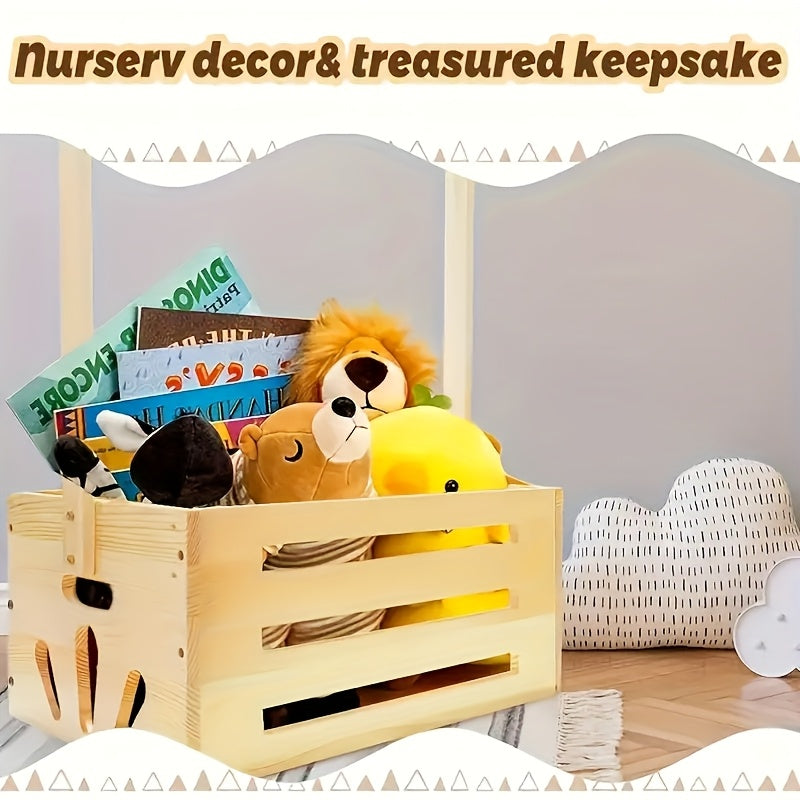 Wooden Storage Basket with Handles, Modern Shelf Organizer for Everyday Home Essentials and Gift Display, Single-Piece Decorative Basket