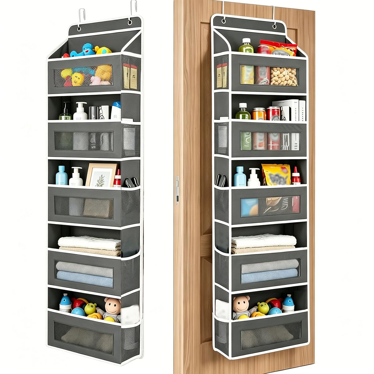 5-Shelf Over-the-Door Organizer with 10 Storage Pockets, No-Drill Hanging Door Storage for Nursery, Bedroom, Bathroom and Pantry Essentials