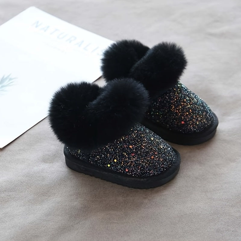 Kids Lined Snow Boots for Girls and Boys, Thickened Winter Footwear with Non-Slip Design, Grey, Black or Pink, Infant to Little Kid Sizes