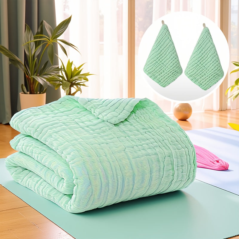 Baby Blanket and Washcloth Set, 3-Piece Soft Breathable Infant Blanket with 2 Absorbent Small Square Cloths for Bath Time and Everyday Baby Care, Five Color Options