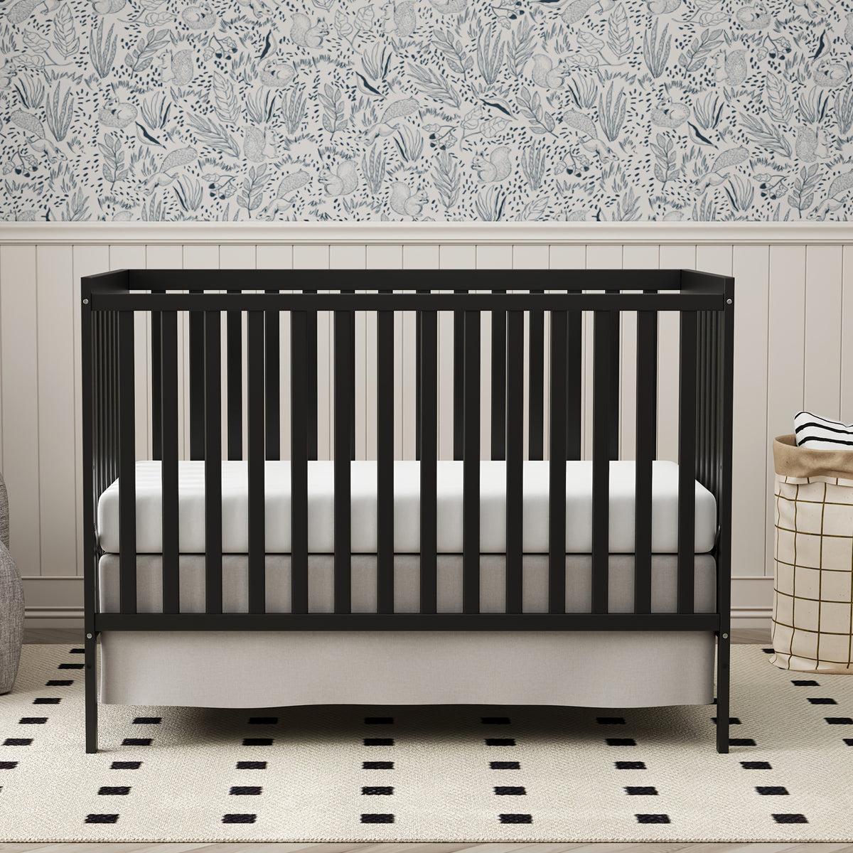 5-in-1 Convertible Crib by Goldzone, New Zealand Pine Wood Baby Crib with 4 Adjustable Mattress Heights, Toddler, Daybed and Full-Bed Options