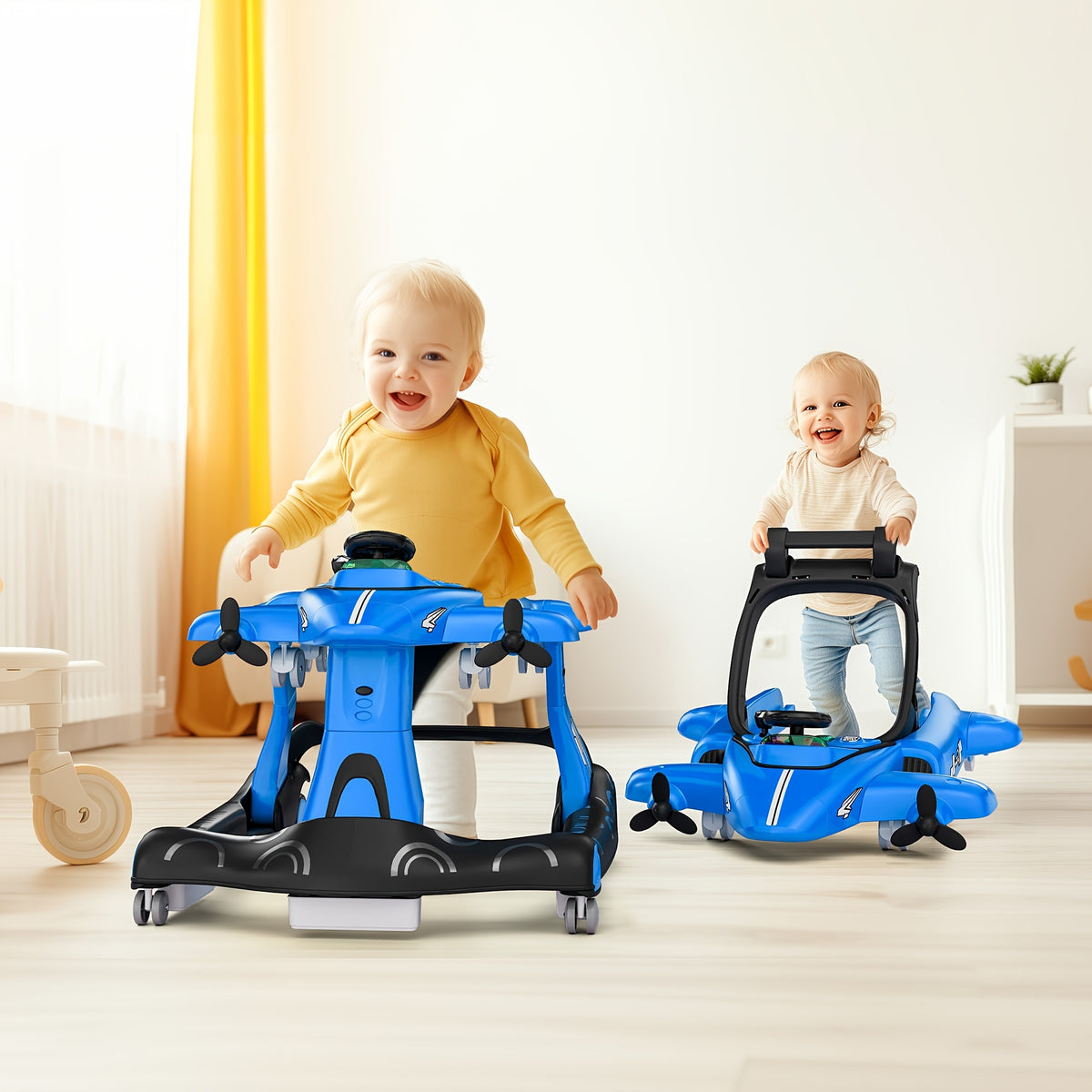 6-in-1 Activity Walker for Babies 6โ18 Months, Foldable Height-Adjustable Walker with Rocker and Jumper Modes, Padded Seat, Lights and Music Tray