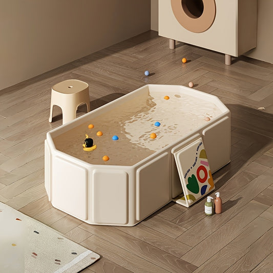 Space-Saving Foldable Kids Bathtub with Non-Slip Base, Portable Collapsible Bath Tub for Small Bathrooms, Family Travel and Easy Storage
