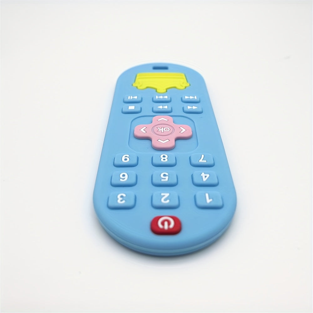 Remote Control Baby Teether in Silicone with Crown Design and Raised Button Textures, Black, Blue or Pink Teething Gift for Babies