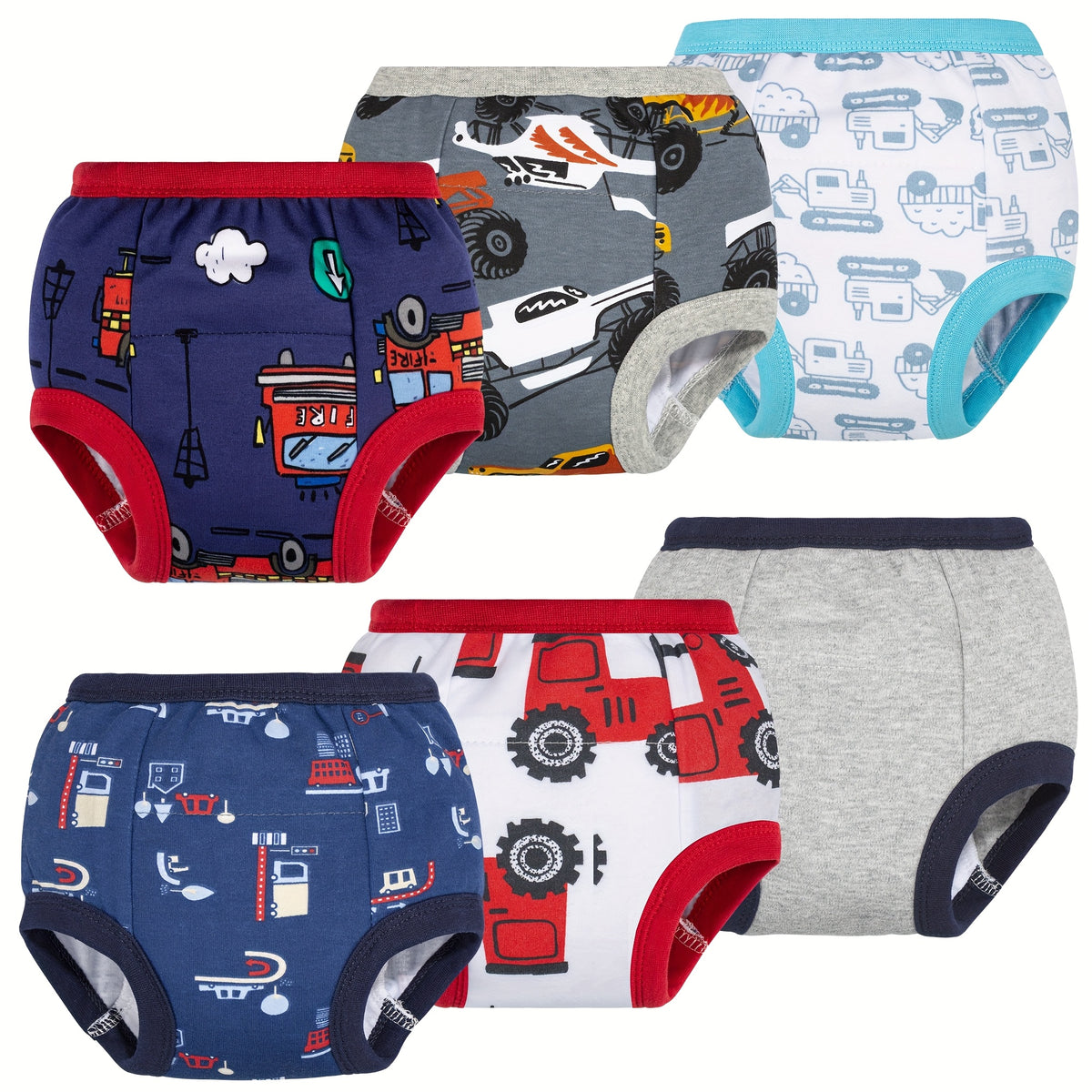 Boys' Potty Training Underwear 6-Pack, Soft Absorbent Toddler Training Pants in Mixed Colors, Multiple Listed Sizes for Everyday Toilet Learning