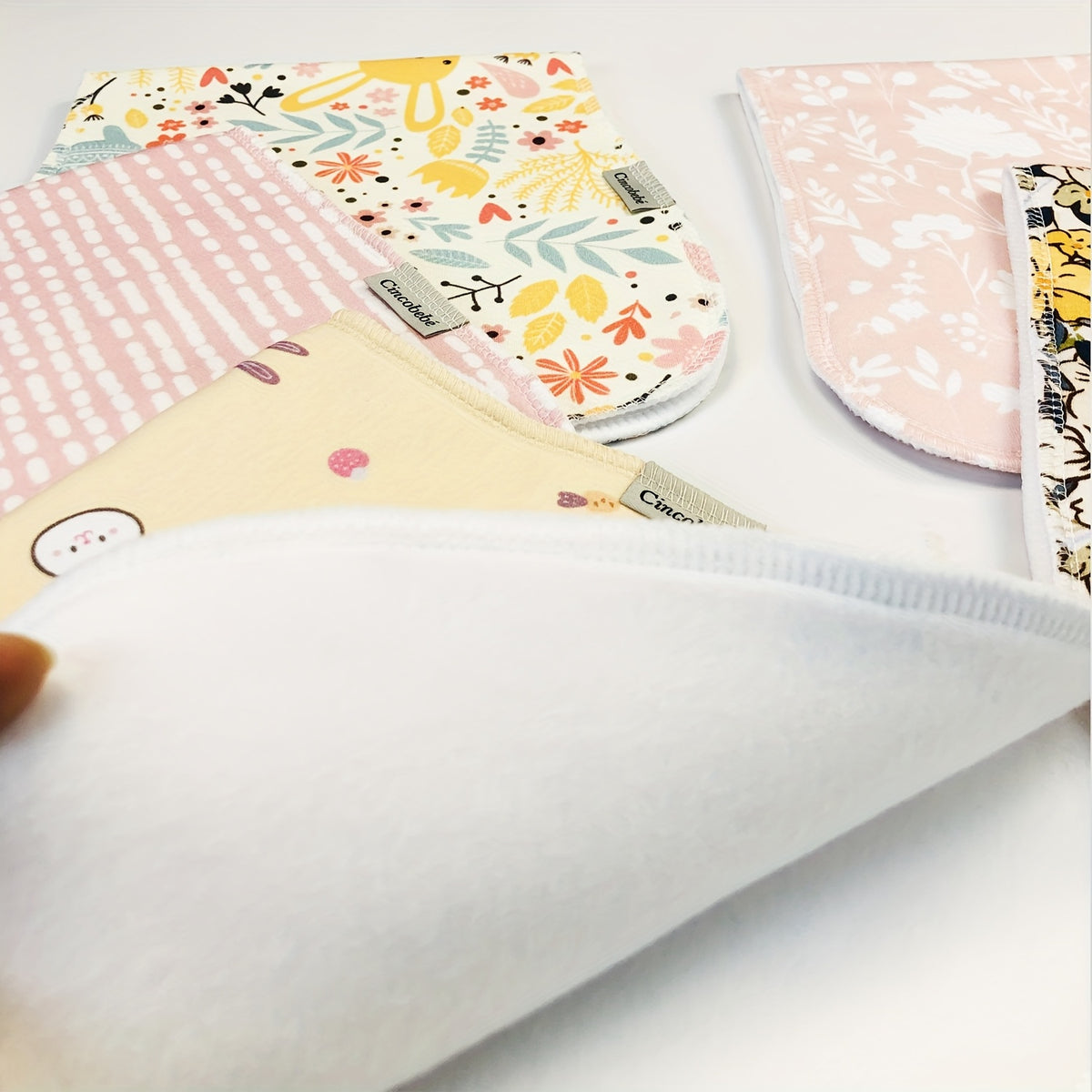 Contoured Burp Cloths 5-Pack for Newborn Feeding, Soft Absorbent Shoulder Burp Rags with Printed Pink, Blue and Mixed Color Style Options