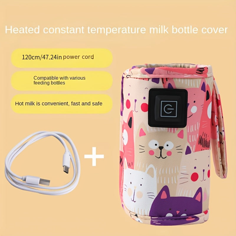 Self-Adhesive Portable Bottle Heater with 3 Adjustable Temperature Settings, Durable Travel Bottle Warmer for Outdoor Activities, Compact Modern Accessory for On-the-Go Feeding