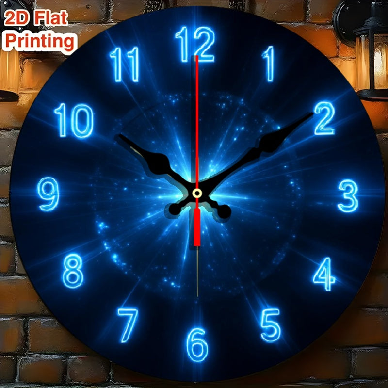 Silent Modern Wall Clock, 12-Inch Round Non-Ticking Battery-Powered 2D Flat Decorative Timepiece for Living Room, Kitchen or Dorm Room