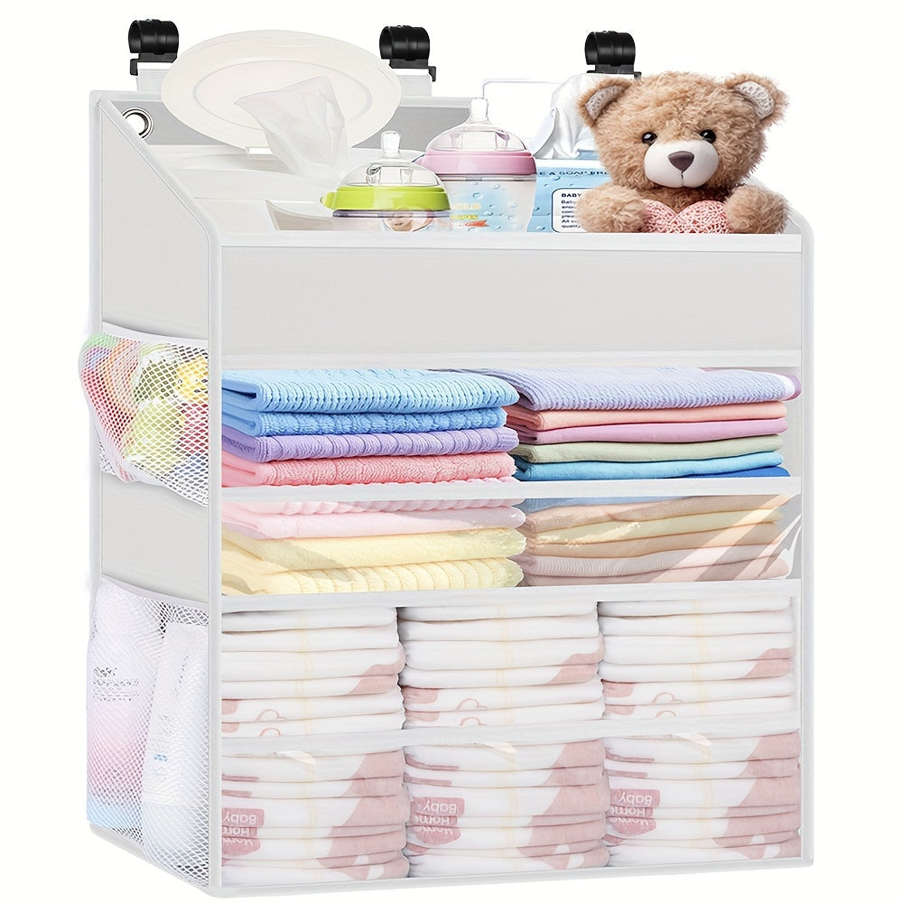 Multi-Pocket Nursery Diaper Organizer, Hanging Polyester Diaper Caddy for Changing Supplies, Easy-Access Baby Storage for Everyday Diaper Changes