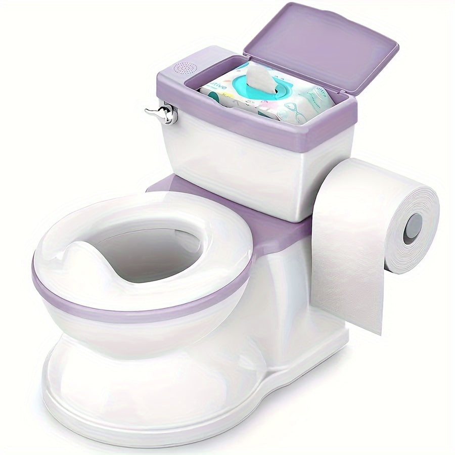 Realistic Toilet Transition Potty Seat with Wipe Storage and Disposable Liners, Real-Feel Diaper Seat for Toddlers, Easy to Clean and Assemble, Purple
