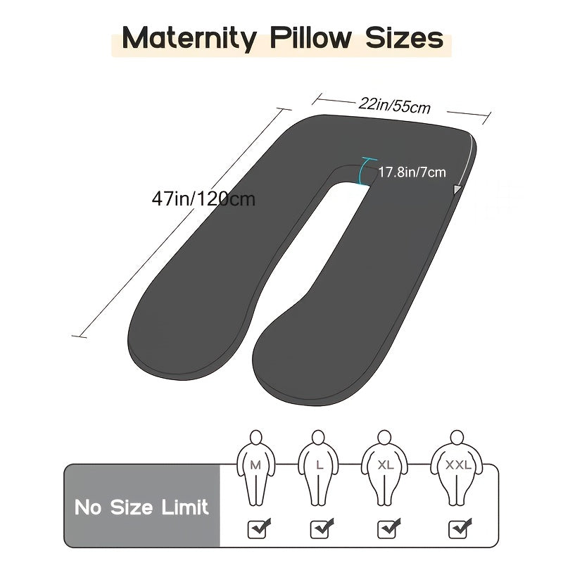 Velvet Cover U-Shaped Pregnancy Pillow, Full Body Maternity Sleeping Pillow with Detachable Soft Velvet Cover, Essential Comfort Support for Pregnant Women and Expectant Mothers