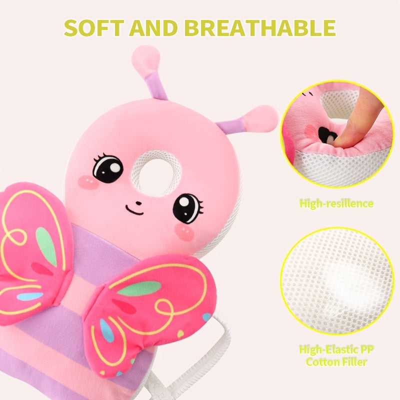 Toddler Plush Back Cushion Backpack with Adjustable Straps, Soft Cartoon Animal Wearable Pad for Crawling and Early Walking in Seven Animal Designs