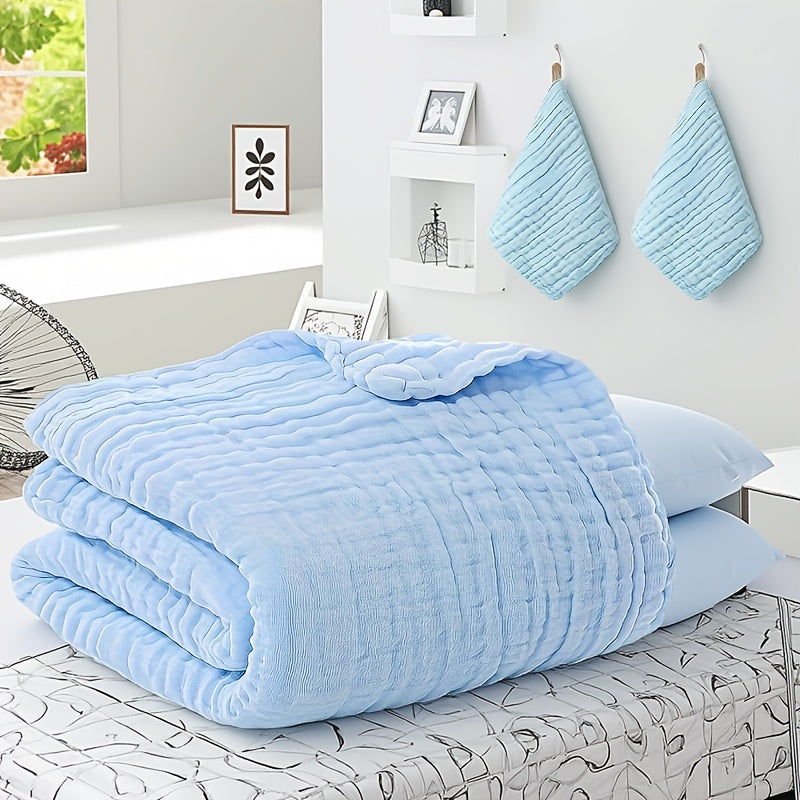 Baby Blanket and Towel Set, 3-Piece Soft Breathable Swaddle Blanket with 2 Absorbent Square Towels for Newborn Care and Baby Shower Gifts