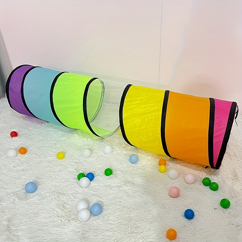 Baby Crawling Tunnel in Rainbow Colors, Indoor Sensory Play Tube for Crawlers and Toddlers, Portable Playroom Activity for Movement and Exploration