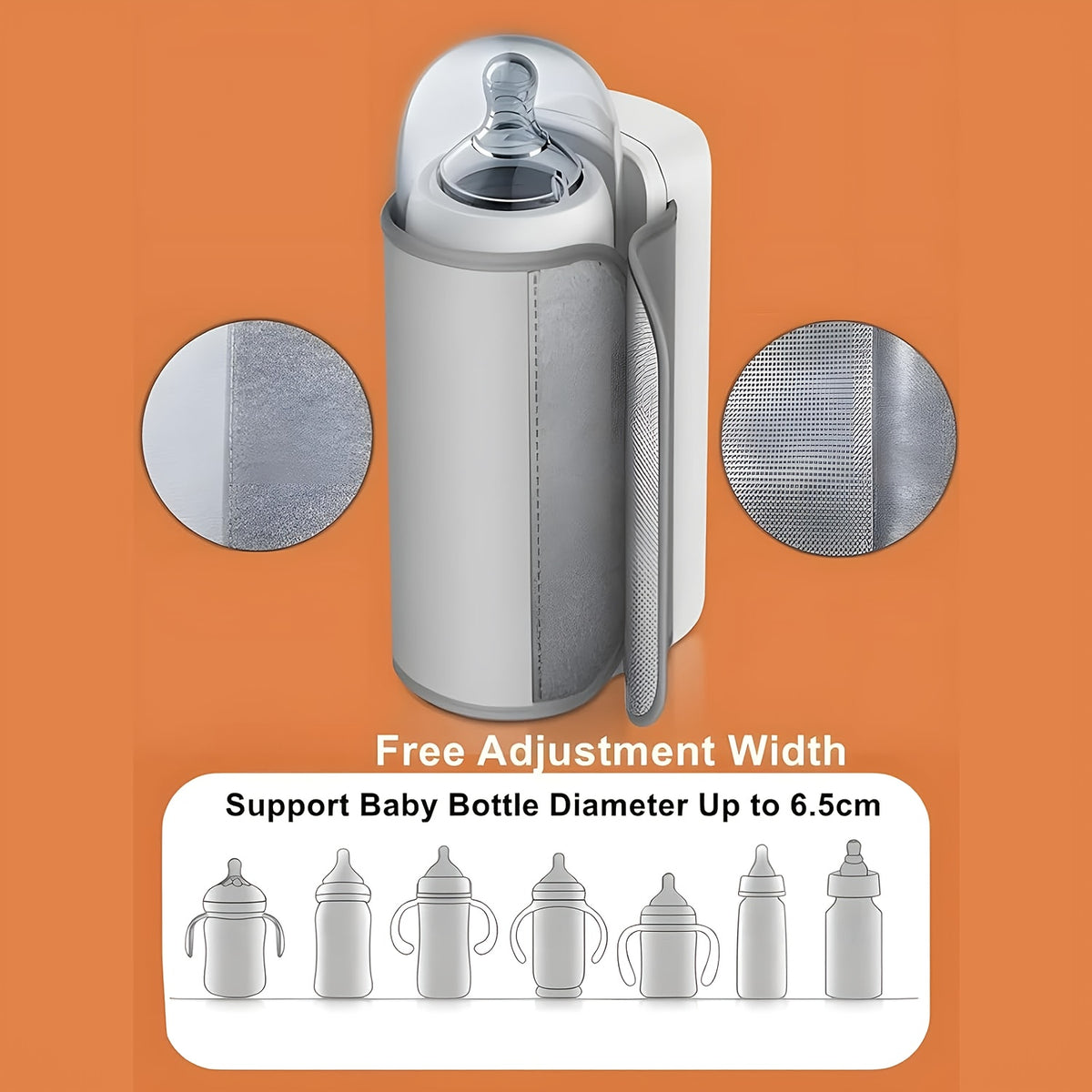 Cordless Bottle Warmer Sleeve for Breastmilk, USB Rechargeable 2000mAh Portable Milk Heater and Insulating Wrap in White for Home and Outings