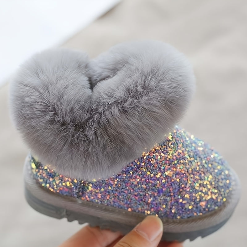 Kids Lined Snow Boots for Girls and Boys, Thickened Winter Footwear with Non-Slip Design, Grey, Black or Pink, Infant to Little Kid Sizes