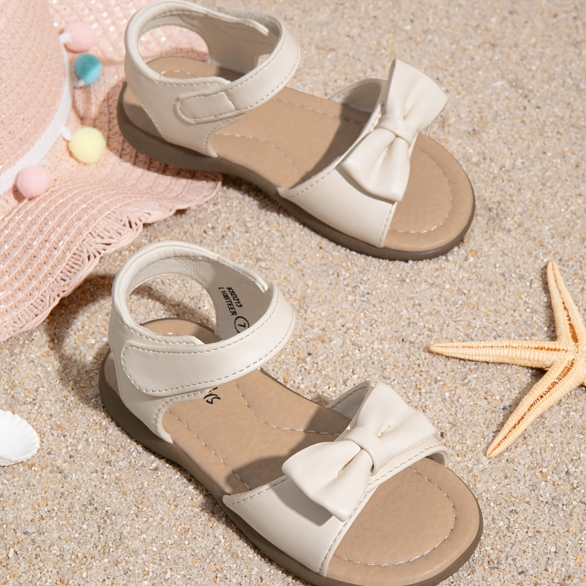 Girls Bow Sandals by DREAM PAIRS with Hook-and-Loop Fastener | Round-Toe TPR Sole Summer Shoes for Toddler, Little Kid and Big Kid Outings