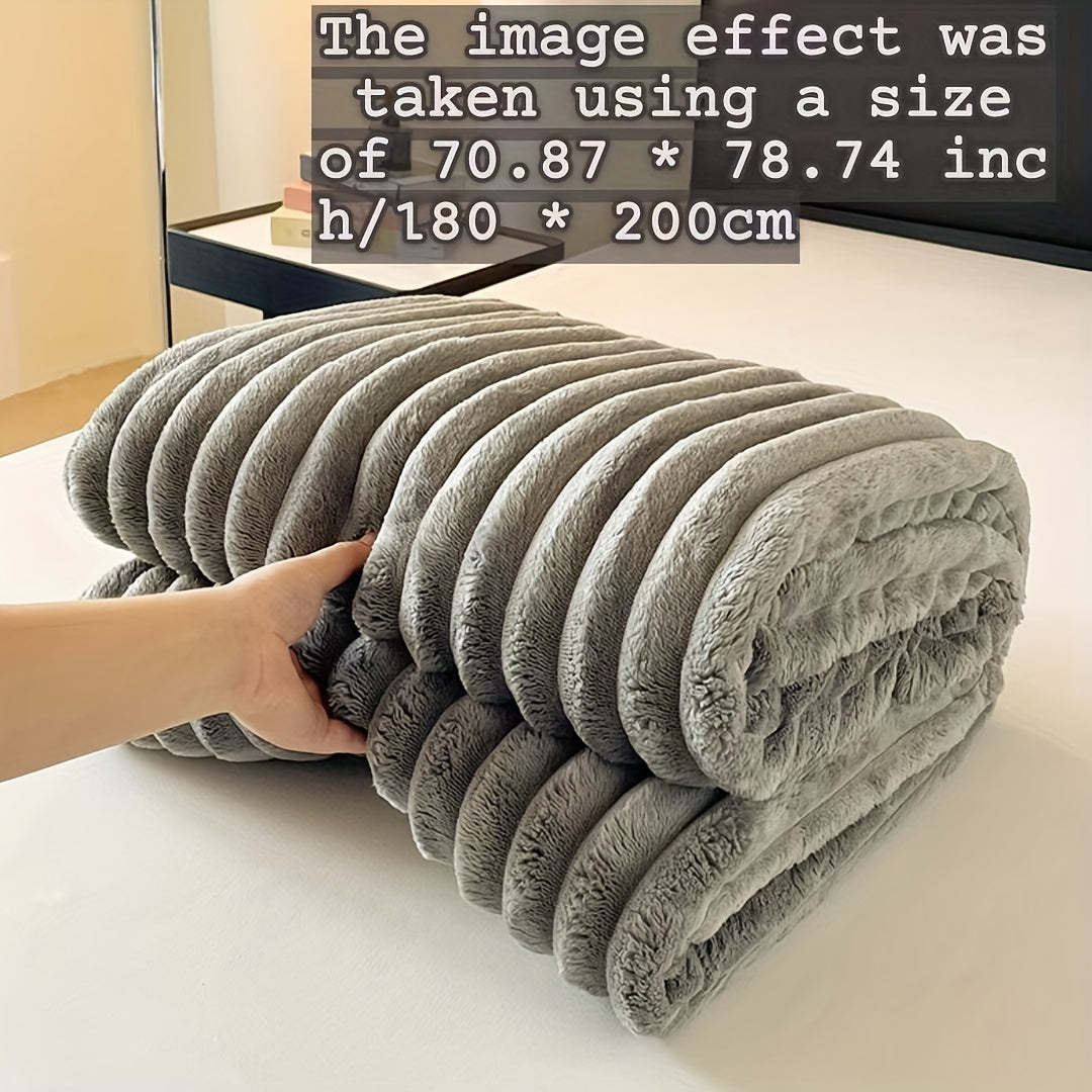 Faux Rabbit Fur Bed Blanket in Solid Colors, Soft Cozy Oversized Throw for Family Sofa and Bedroom Decor with Multiple Sizes from 59 x 79 to 90 x 102 Inches