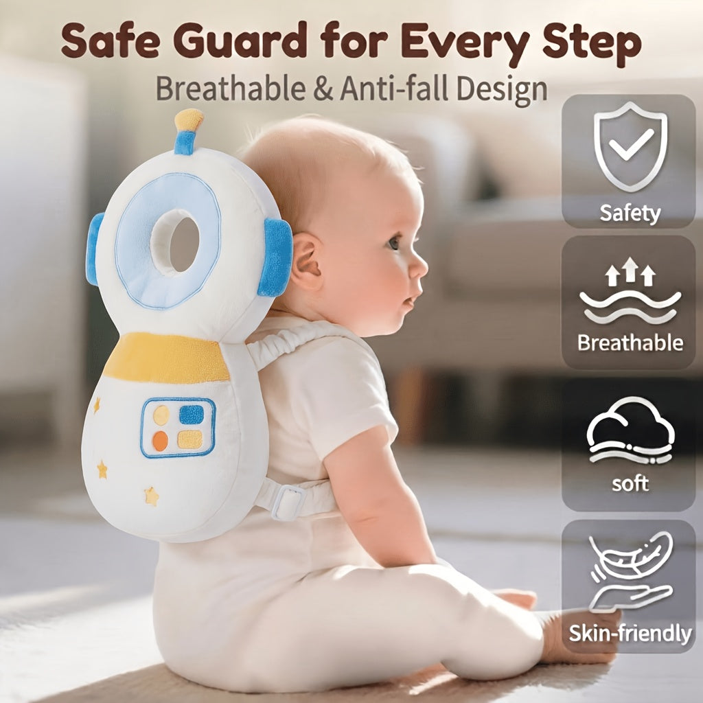 Infant Anti-Fall Cushion Backpack with Astronaut Plush Design, Adjustable Straps and Soft PP Cotton Padding for Crawling and First Steps