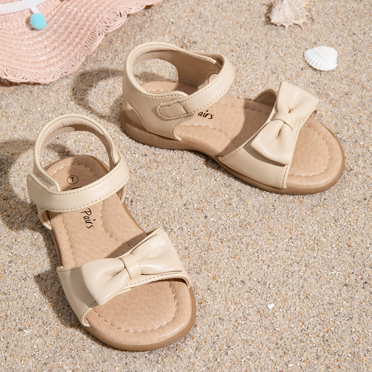 Girls Bow Sandals by DREAM PAIRS with Hook-and-Loop Fastener | Round-Toe TPR Sole Summer Shoes for Toddler, Little Kid and Big Kid Outings