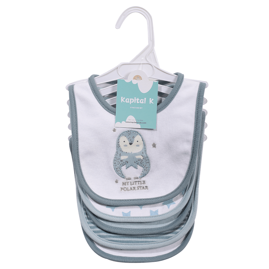 Embroidered Baby Feeding Bibs 5-Pack, Soft Absorbent Cotton Outer Layer with Cartoon Designs for Infant Mealtimes and Drool, Boys and Girls