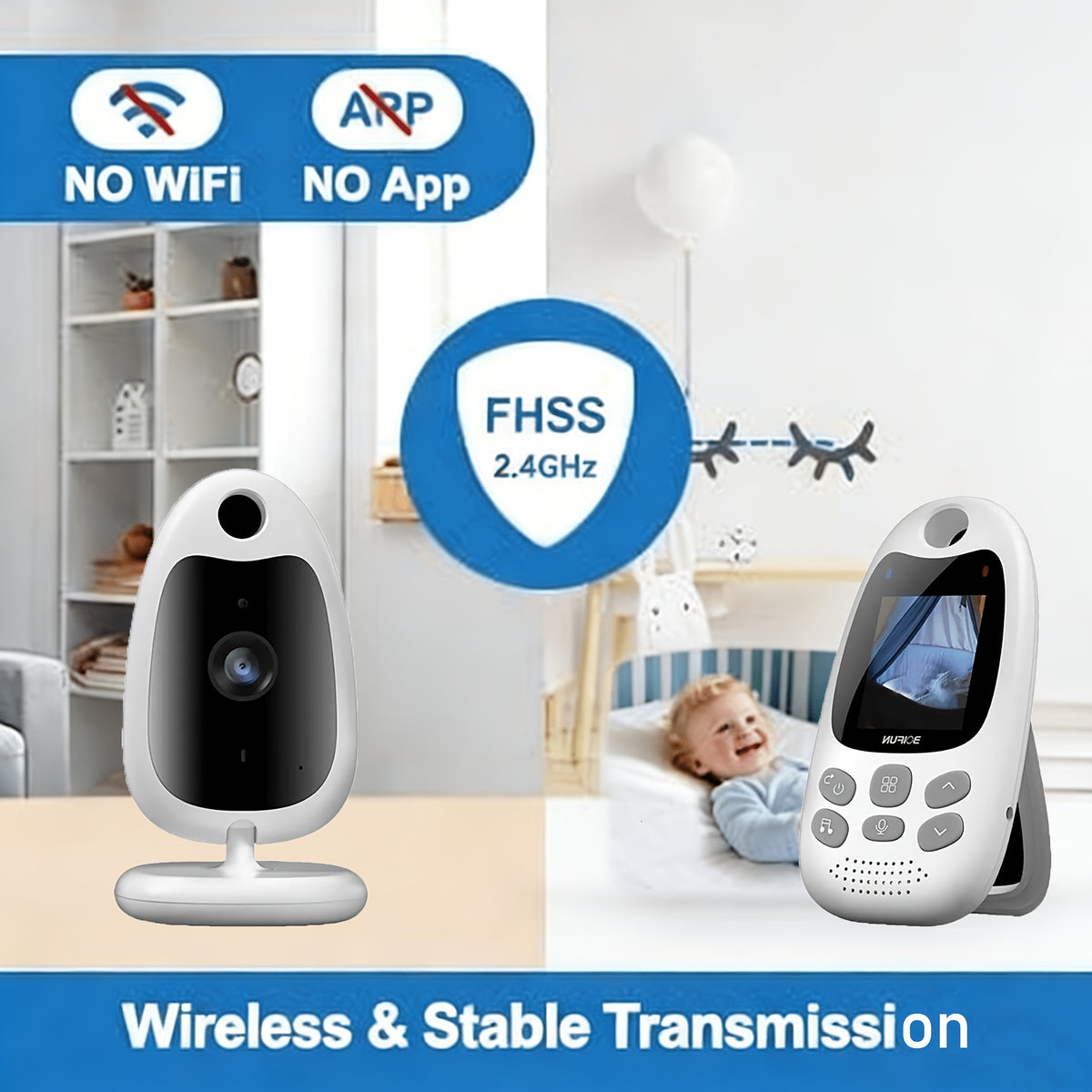 No WiFi Baby Monitor with Camera and Audio, BOIFUN VB610 Portable 2-Inch Screen with Night Vision, Two-Way Talk, VOX Mode and Temperature Alerts