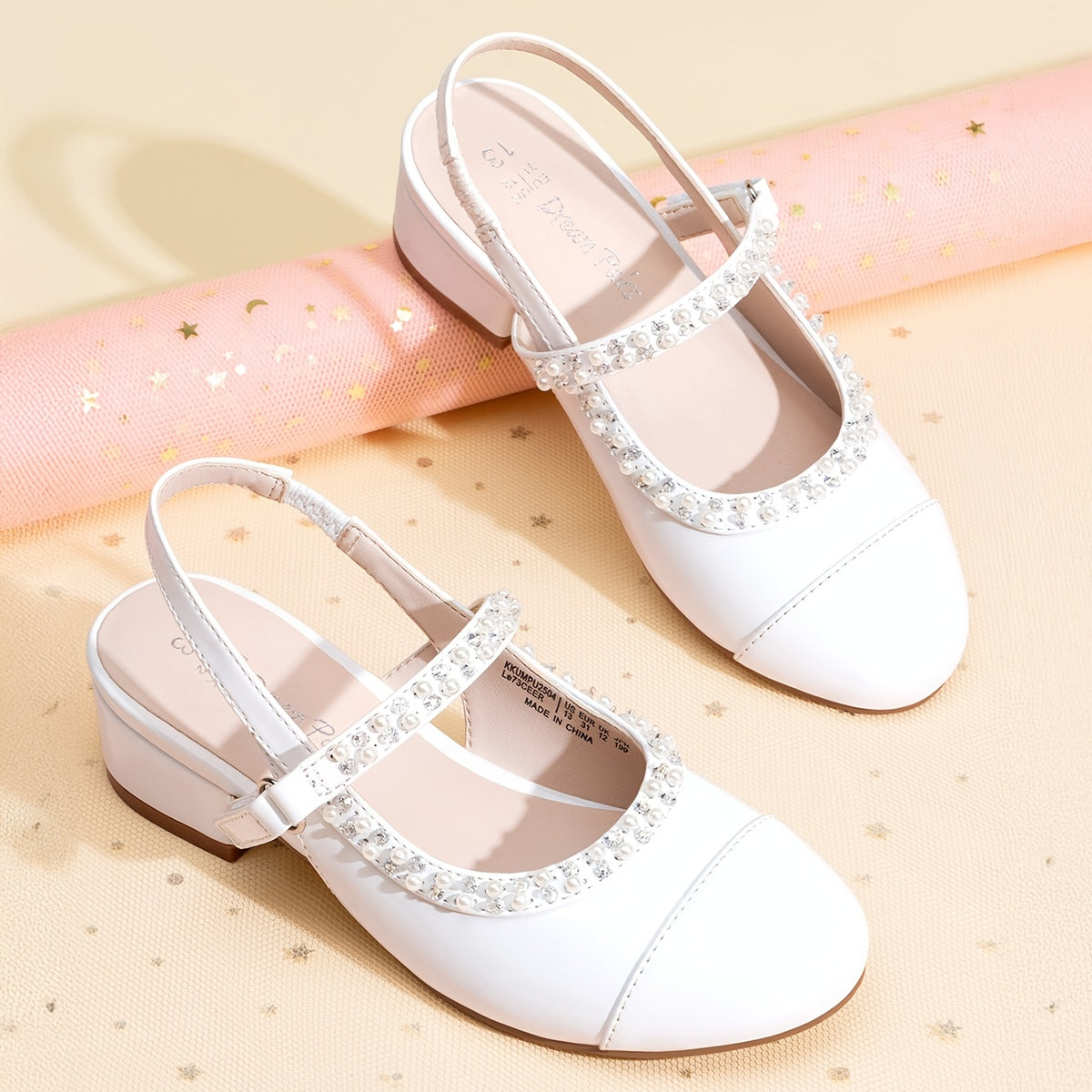 Girls Slingback Party Heels with Round Toe, Dress Shoes for Little and Big Kids for Weddings, Flower Girl Outfits and Princess-Inspired Occasions
