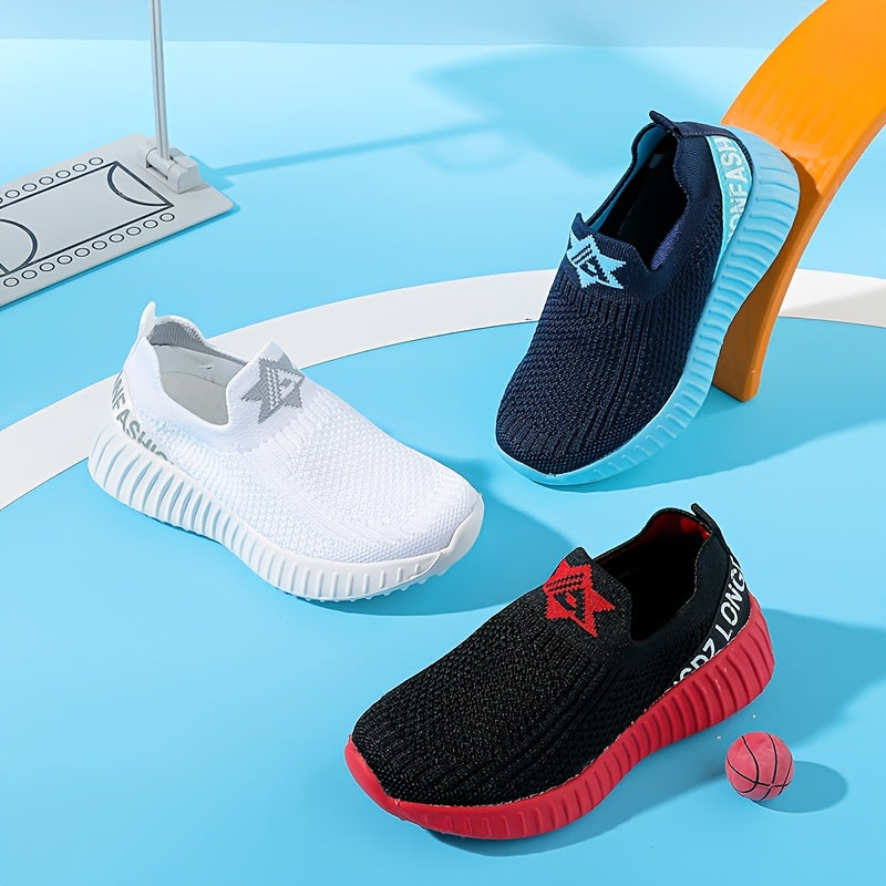 Kids Slip-On Mid-Top Sneakers for Boys and Girls, Lightweight Breathable Outdoor Play Shoes with Cushioned Sole in Toddler, Little Kid and Big Kid Sizes